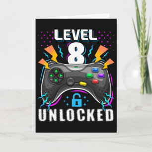 Level 8 Unlocked Video Game 8th Birthday Gamer Gif Card