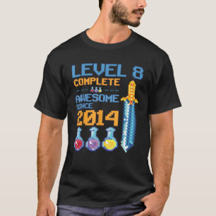 Level 8 Unlocked Video Game 8th Birthday Party Ret T-Shirt