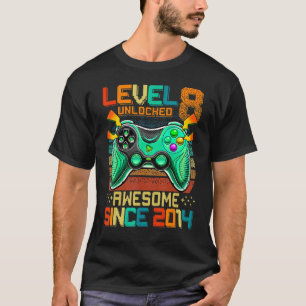 Level 8 Unlocked Video Gamer 8th Birthday T-Shirt