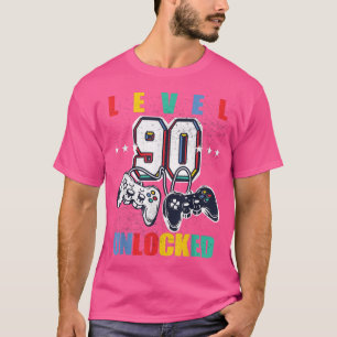 Level 90 Unlocked Funny Video Game 90th Birthday M T-Shirt