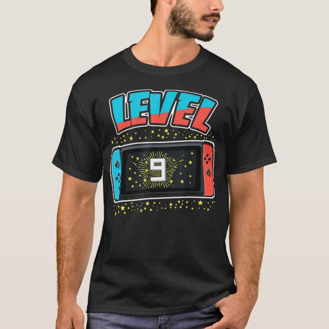 Level 9 Birthday  Boy 9 Years Old Video Games Gift T-Shirt (Front)