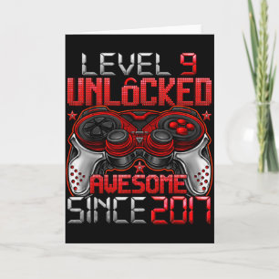 Level 9 Unlocked 9 Year Old For Boys 9th Birthday Card