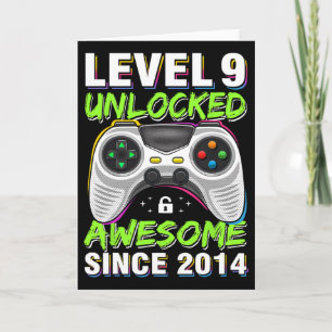 Level 9 Unlocked 9th Birthday 9 Year Old Boy Gifts Card