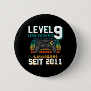 Level 9 Unlocked 9th Birthday 9 Year Old Video Gam 6 Cm Round Badge