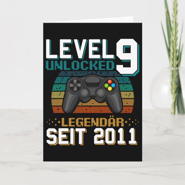Level 9 Unlocked 9th Birthday 9 Year Old Video Gam Card (Front)