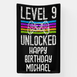 Level 9 Unlocked 9th Birthday Banner