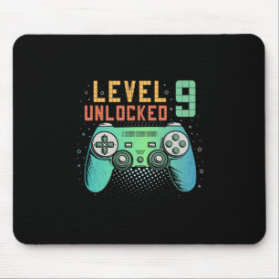 Level 9 Unlocked 9th Birthday Gamer Gifts 9 Year O Mouse Pad