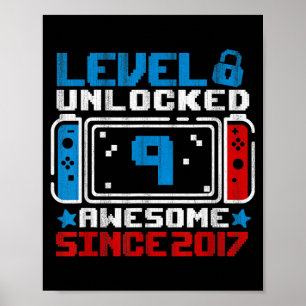 Level 9 Unlocked 9th Birthday Gaming Gift Boys Poster
