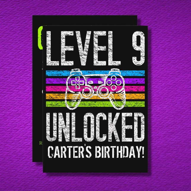 Level 9 Unlocked 9th Birthday Personalised Gamer Invitation (Creator Uploaded)