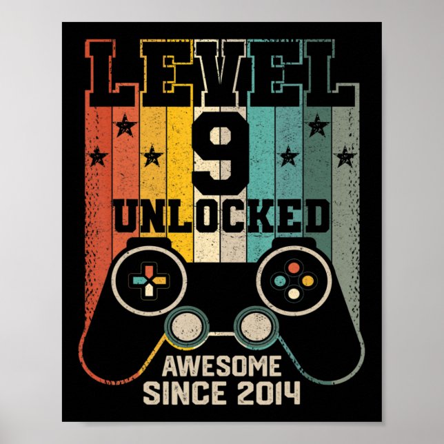 Level 9 Unlocked Awesome 2014 Boy Video Game 9th B Poster (Front)