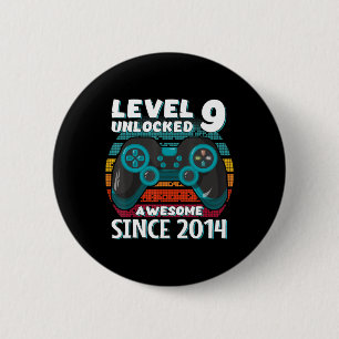 Level 9 Unlocked Awesome 2014 Video Game 9th Birth 6 Cm Round Badge
