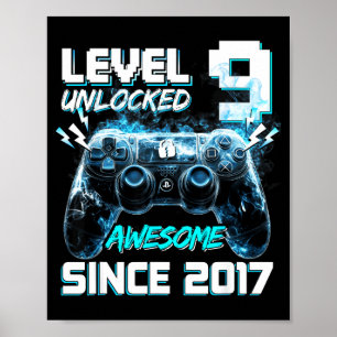Level 9 unlocked awesome 2017 video game 9th poster