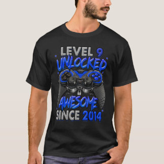 Level 9 Unlocked Awesome Since 2014 9th Birthday G T-Shirt
