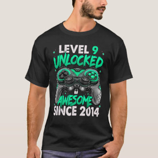Level 9 Unlocked Awesome Since 2014 9th Birthday G T-Shirt