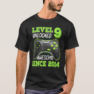 Level 9 Unlocked Awesome Since 2014 Video Game 9th T-Shirt