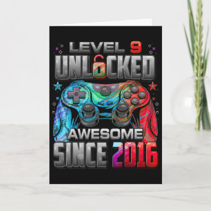 Level 9 Unlocked Awesome Since 2016 9th Birthday G Card