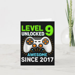 Level 9 unlocked awesome since 2017 gaming birthda card