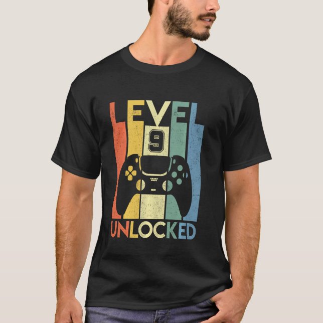 Level 9 Unlocked Birthday 9 Year Old Its My 9th Bi T-Shirt (Front)