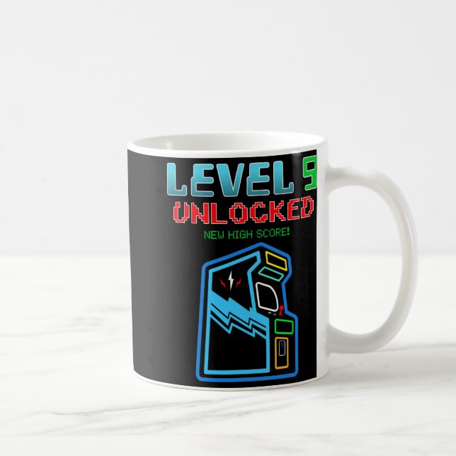 Level 9 Unlocked New High Score Arcade Game Birthd Coffee Mug (Right)