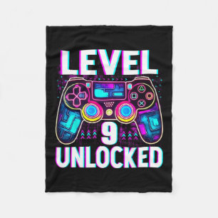Level 9 Unlocked Shirt Funny Video Gamer Geek 9th  Fleece Blanket