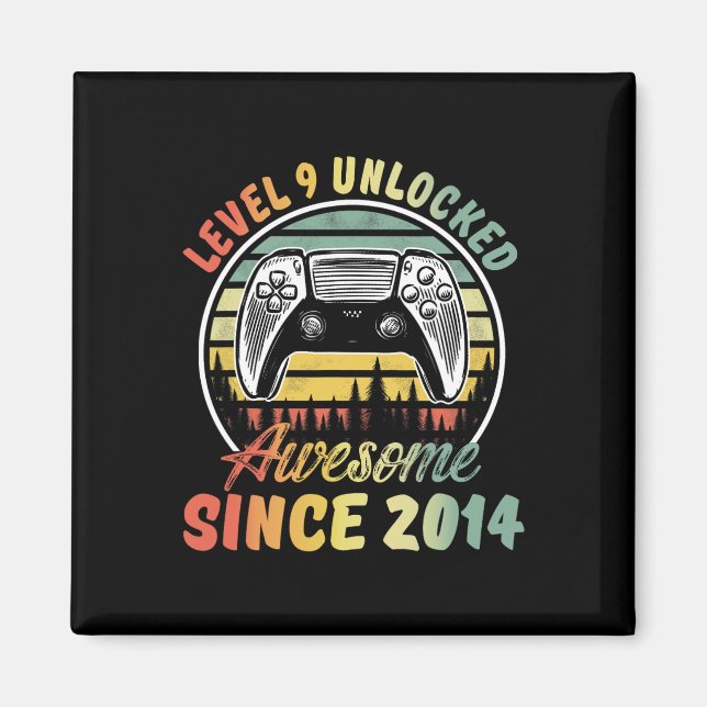 Level 9 Unlocked Video Game 9 Years Old Boy 9th Bi Magnet (Front)