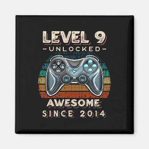 Level 9 Unlocked Video Game 9th Birthday 9 Yr Old  Magnet