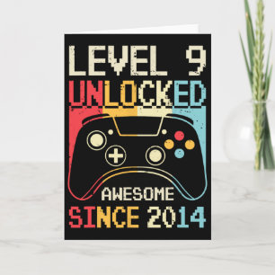 Level 9 Unlocked Video Game 9th Birthday Gamer Boy Card