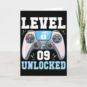 Level 9 Unlocked Video Game 9th Birthday Gamer Boy Card