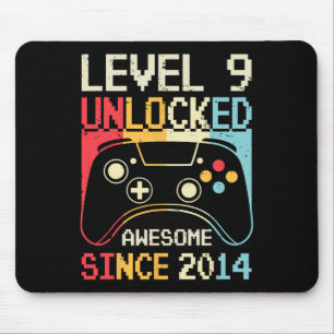 Level 9 Unlocked Video Game 9th Birthday Gamer Boy Mouse Pad