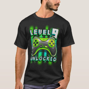Level 9 Unlocked Video Game 9th Birthday Gamer Boy T-Shirt