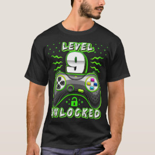 Level 9 Unlocked Video Game 9th Birthday Gamer Boy T-Shirt
