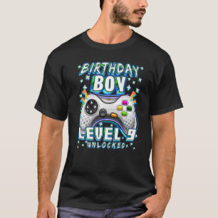 Level 9 Unlocked Video Game 9th Birthday Gamer Boy T-Shirt