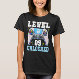 Level 9 Unlocked Video Game 9th Birthday Gamer Boy T-Shirt