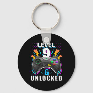 Level 9 Unlocked Video Game 9th Birthday Gamer Gif Key Ring