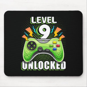 Level 9 Unlocked Video Game 9th Birthday Gamer Gif Mouse Pad