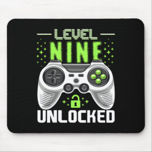 Level 9 Unlocked Video Game 9th Birthday Gamer Gif Mouse Pad