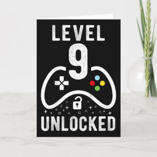 Level 9 Unlocked Video Game 9th Birthday Gift  Card
