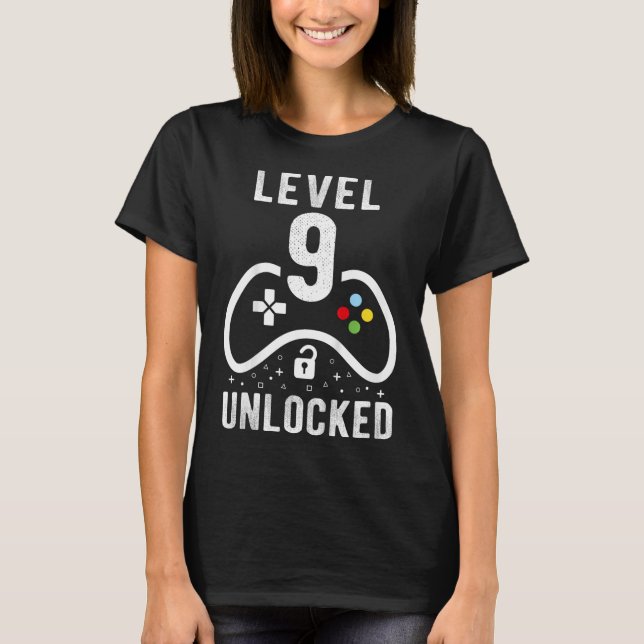 Level 9 Unlocked Video Game 9th Birthday Gift  T-Shirt (Front)
