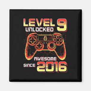 Level 9 Unlocked Video Game Party 9th Birthday Gam Magnet