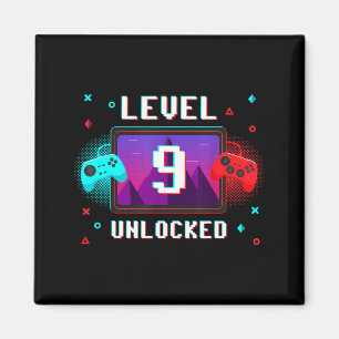 Level 9 Unlocked Video Gamer Funny 9th Birthday Bo Magnet
