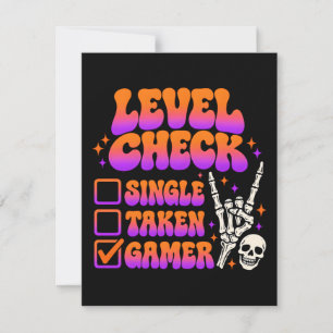 Level check gamer humour for gaming fans invitation