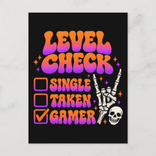 Level check gamer humour for gaming fans postcard