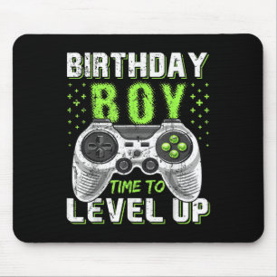 Level Clic Up Birthday Boy Video Game Kids Girls B Mouse Pad