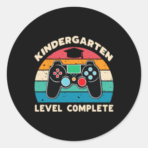 Level Complete Gamer Boy Kinder Graduation Gift Classic Round Sticker