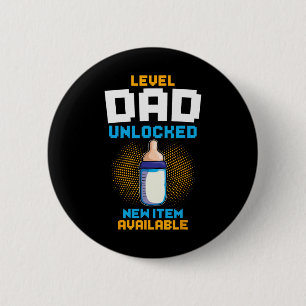 Level Dad Unlocked Pregnancy Announcement Gamer Fa 6 Cm Round Badge
