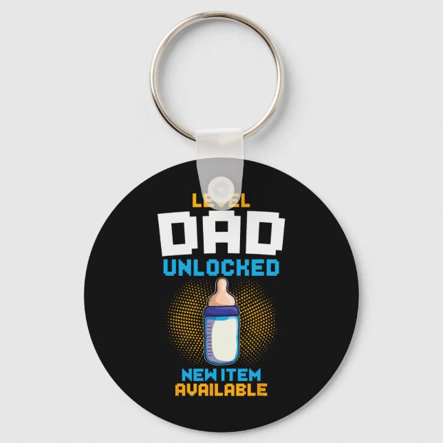 Level Dad Unlocked Pregnancy Announcement Gamer Fa Key Ring (Front)