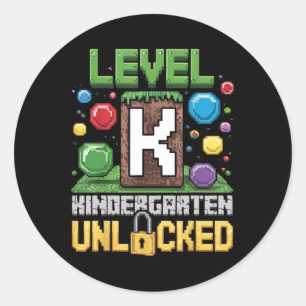 Level Kindergarten Unlocked Video Game Funny Back  Classic Round Sticker