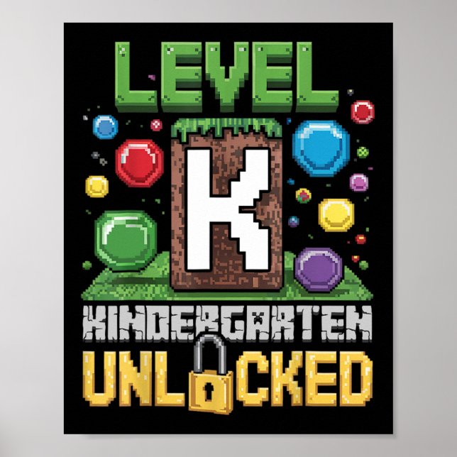 Level Kindergarten Unlocked Video Game Funny Back  Poster (Front)