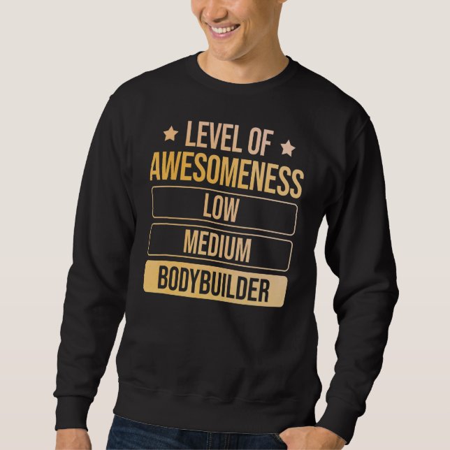 Level Of Awesomeness Bodybuilder Fitness Gym Quote Sweatshirt (Front)