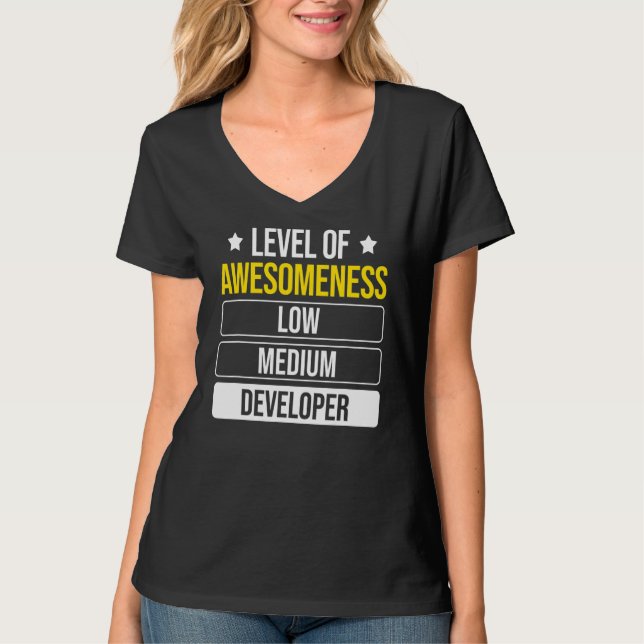 Level Of Awesomeness Developer Software Developer T-Shirt (Front)